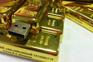 Флеш-карты в виде слитков для Жуковского авиационного техникума. Нанесение методом тампопечати